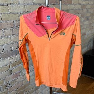 The North Face Orange and Pink Quarter Zip Top